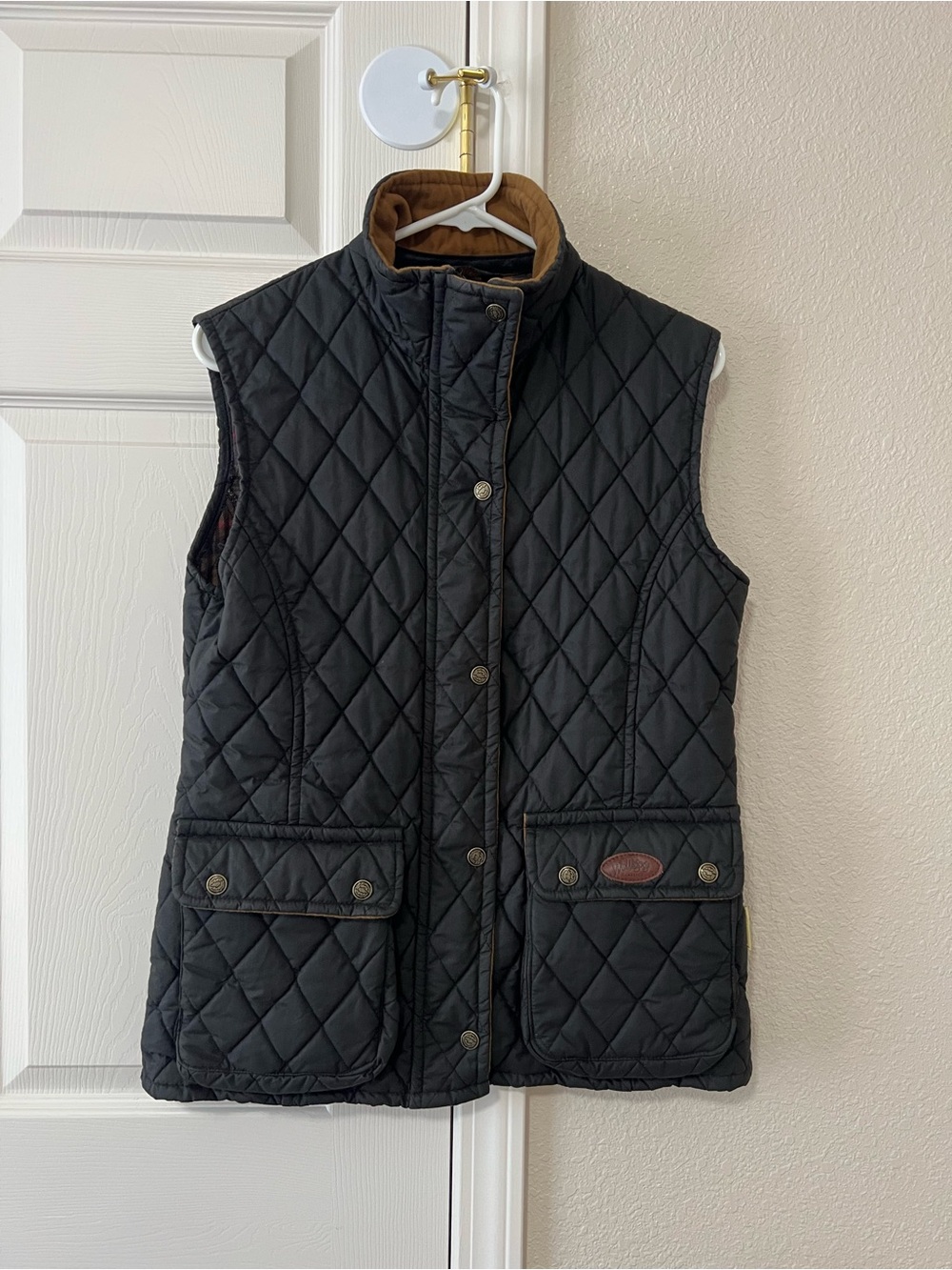 Welligogs Classics Quilted Waxed Cotton Vest Black Plaid Lined UK Size 12